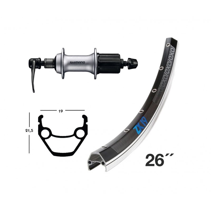 EXAL Rear wheel for urban bicycles with rim brake and quick release WINORA ZX 19 26" SHIMANO 8-10V ALUMINIO 726711