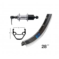 EXAL Rueda trasera para bicicleta urbana con freno de llanta y cierre rápido aluminio WINORA ZX 19 26" SHIMANO 8-10V 726713