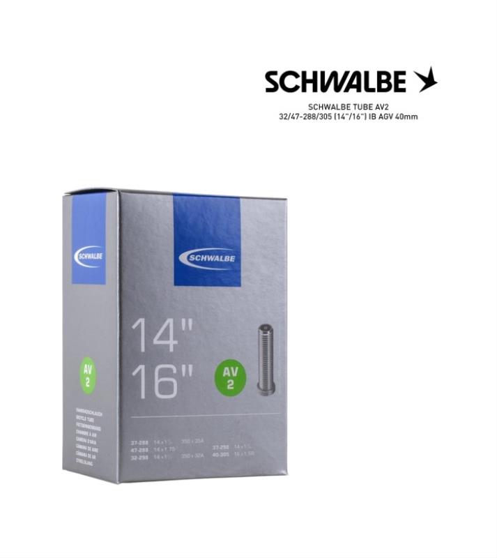 SCHWALBE Cámara de aire bicicleta AV2 32/47-288/305 (14"/16") IB AGV 40MM - 4026495099844