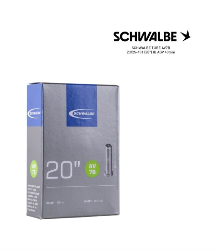 SCHWALBE Cámara de aire bicicleta AV7B 23/25-451 (20") IB AGV 40MM - 4026495613477