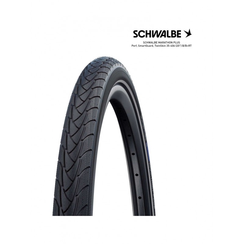SCHWALBE Tire bicycle MARATHON PLUS PERF SMARTGUARD TWINSKIN 20" 20X1.35 B/B+RT 4026495720182