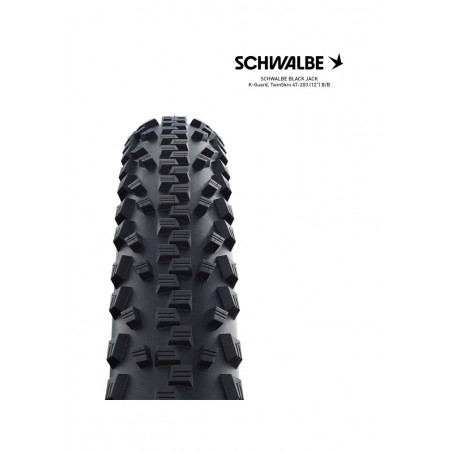 SCHWALBE Cubierta neumatico bicicleta BLACK JACK K-GUARD TWINSKIN 47-203 (12") 12X1.90 B/B 4026495853651
