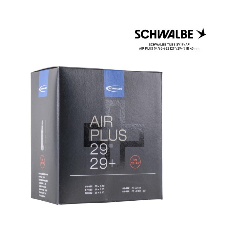 SCHWALBE Cámara de aire bicicleta SV19+AP AIR PLUS 54/65-622 (29"/29+") IB 40MM (29+") 4026495871778