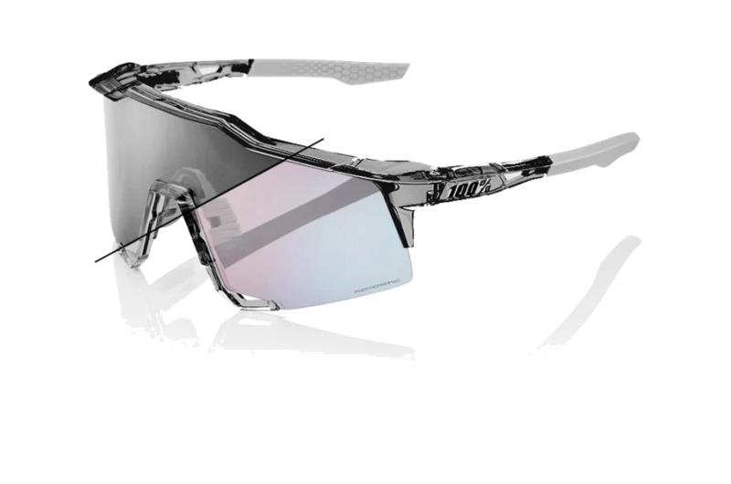 100% BICYCLE GLASSES FOR CYCLING SPORTS SPEEDCRAFT POLISHED TRANSLUCENT GREY 196261050288
