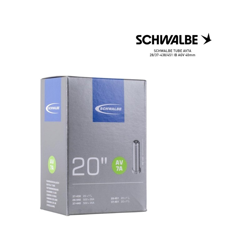 SCHWALBE Cámara de aire bicicleta AV7A 28/37-438/451 (20") IB AGV 40MM - 4026495100243