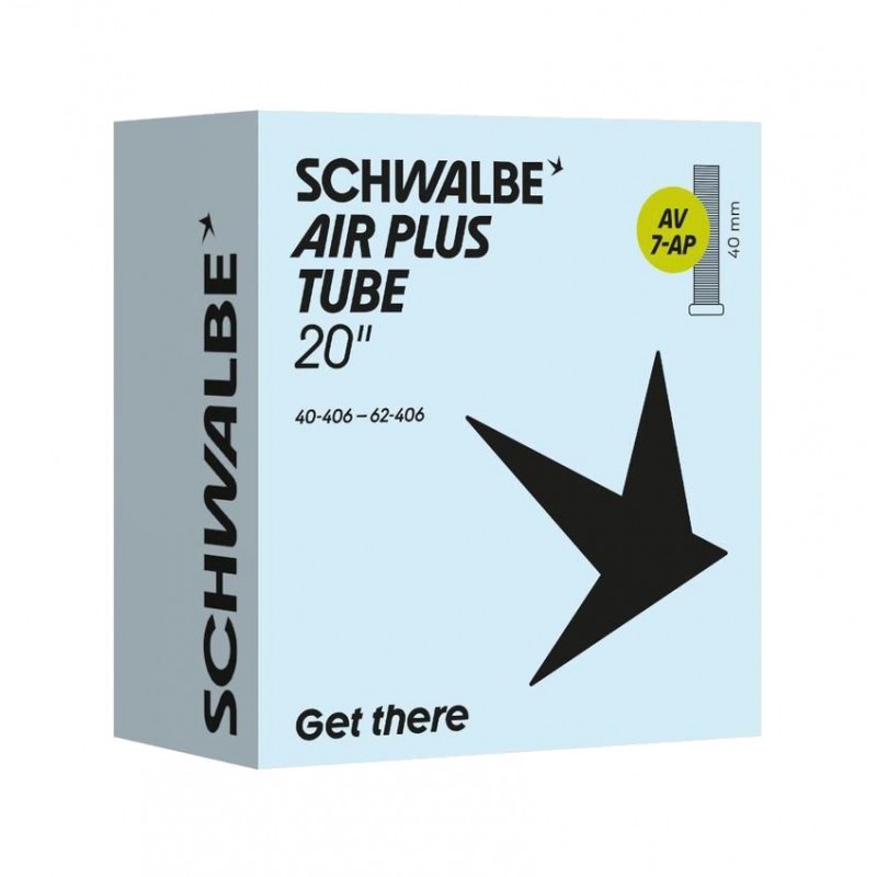 SCHWALBE Reinforced bicycle inner tube AV7-AP AIR PLUS 20X1.50-2.50 STANDARD 40 MM 40/62-406 729270