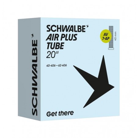 SCHWALBE Camara aire bicicleta reforzada AV7-AP AIR PLUS 20X1.50-2.50 STANDARD 40 MM 40/62-406 729270