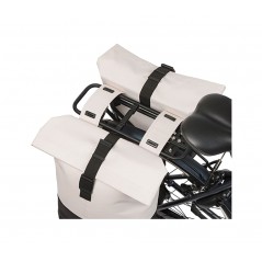 BASIL Rear saddlebags, bridge system, PET/off-white leather/black COVE UNIVERSAL SYSTEM 28-32L (29X14.5X36 CM) 728949