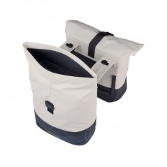 BASIL Alforjas traseras con placa compatible pet/cuero blanco roto/negro MIK 2.0 28-32L (29X14.5X36 CM) 728952