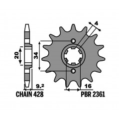 PBR Standard Steel Pinion 2361-428 1149260001