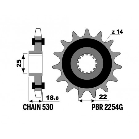 PBR Piñón de acero estándar 2254G-530 1149508001