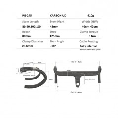 PROGRESS Handlebar with integrated stem PG-245 CARBON ROAD PGMARO245NGVAR