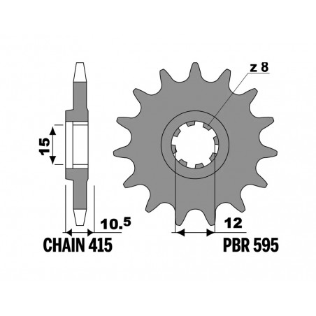 PBR Piñón de acero estándar 415 1153262002