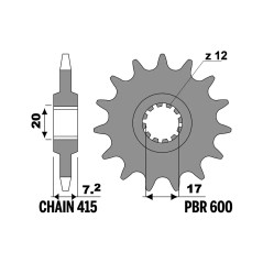 PBR Piñón de acero estándar 600-415 1151597008