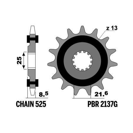 PBR Steel sprocket with anti-noise rubber 2137-525 1149778001