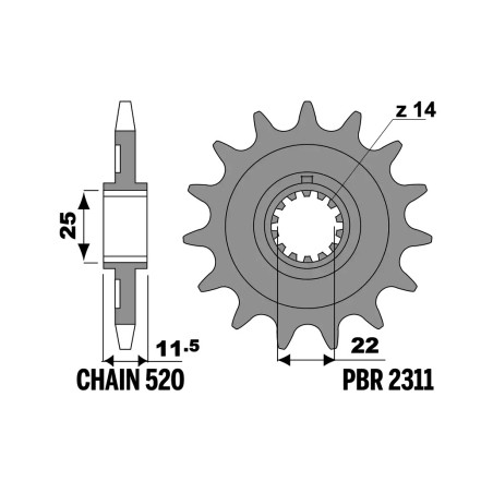 PBR Standard Steel Pinion 2311-520 1151601004