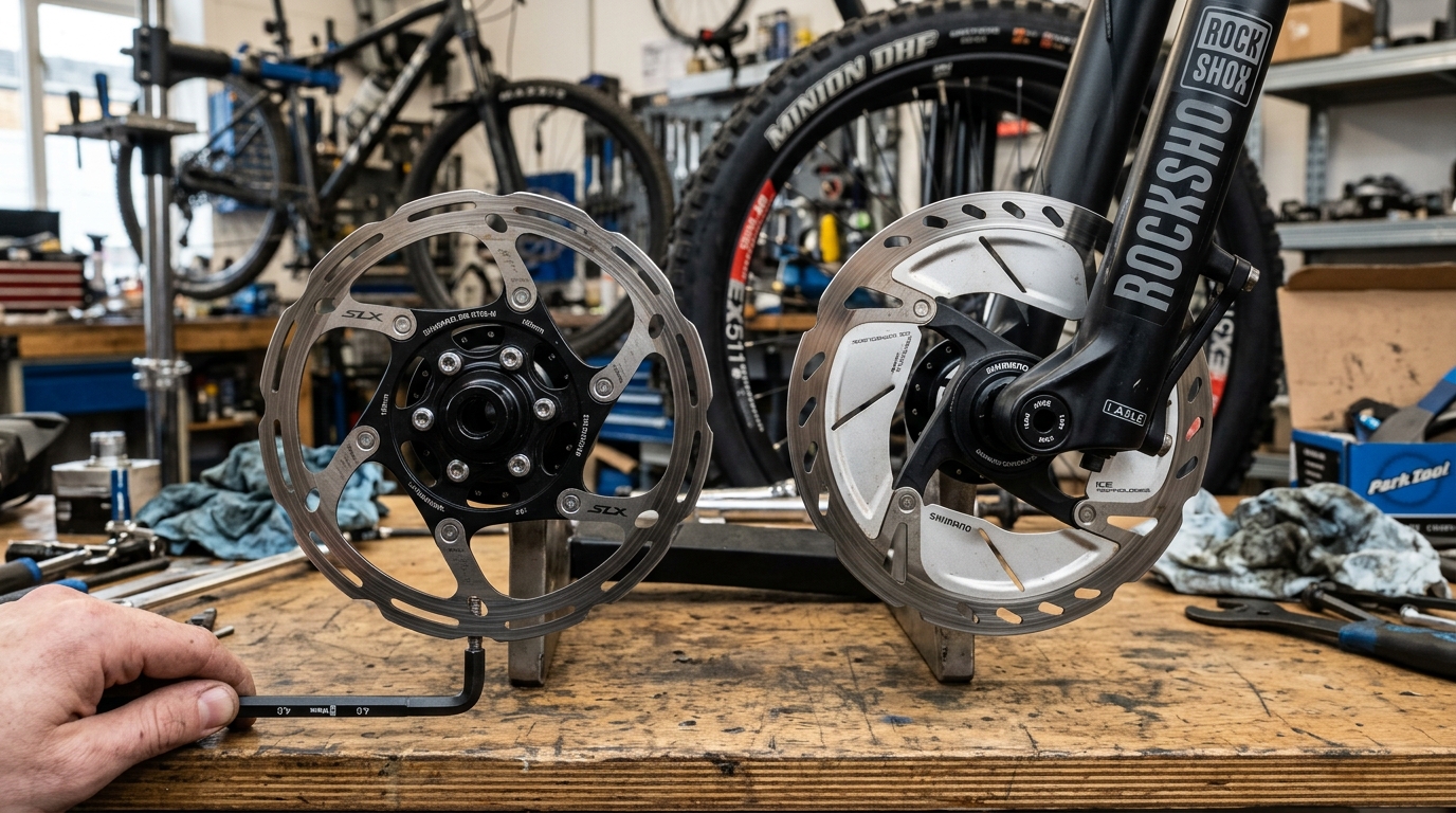 Discos de freno bici: 6 tornillos vs centerlock, diámetros 140 a 203 mm (2026)