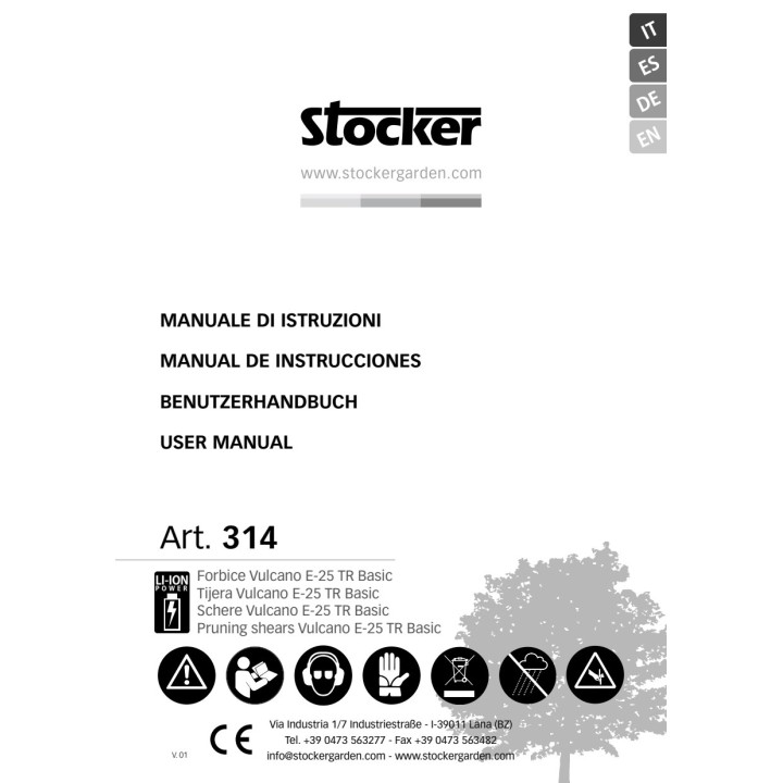 STOCKER Elektrické zahradnické nůžky VULCANO-E-25 TR BASIC