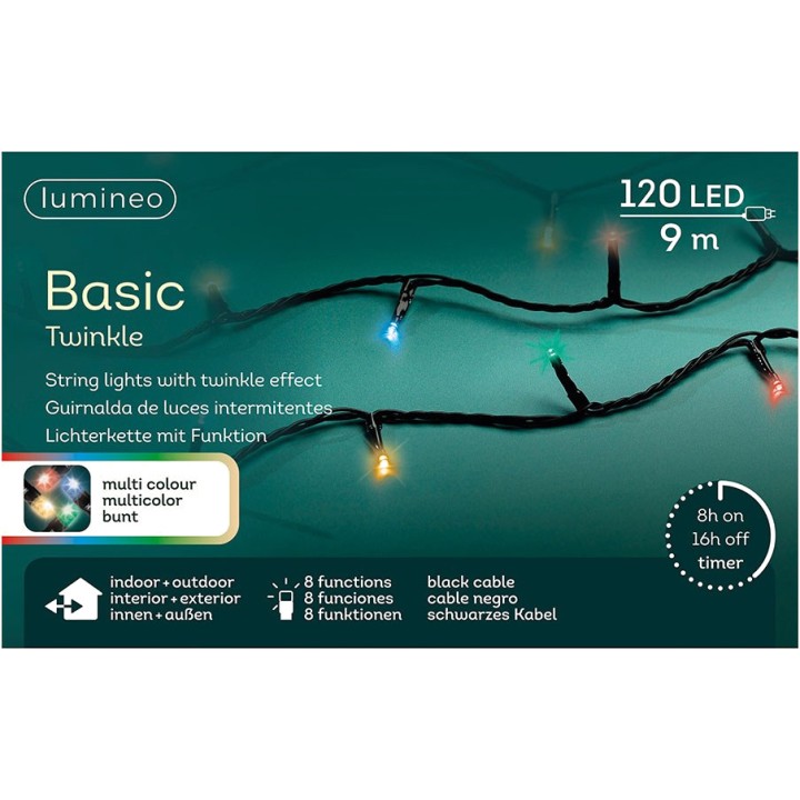 LUMINEO 8-function light string with timer for outdoor use
