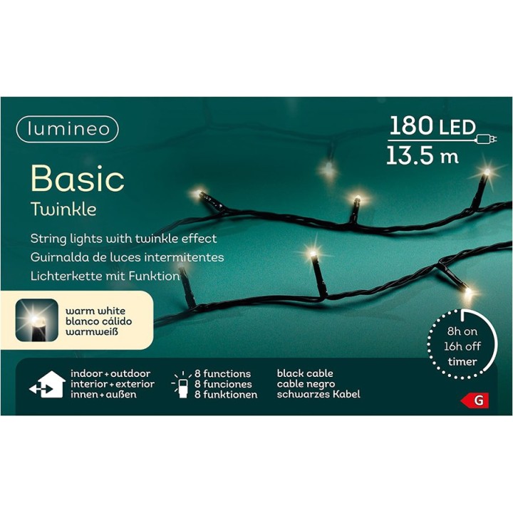 LUMINEO 8-function light string with timer for outdoor use