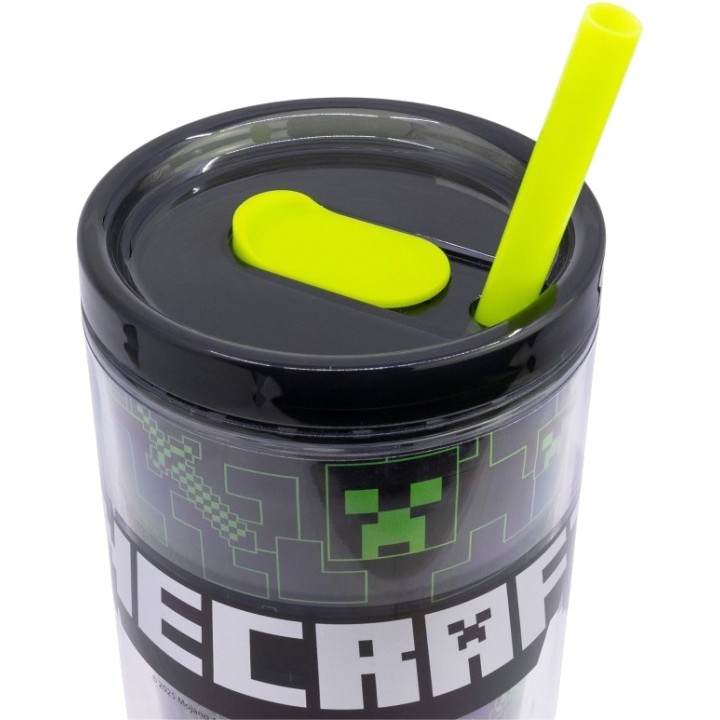 STOR Double-wall mug with straw COOL BASIC MINECRAFT 860 ML