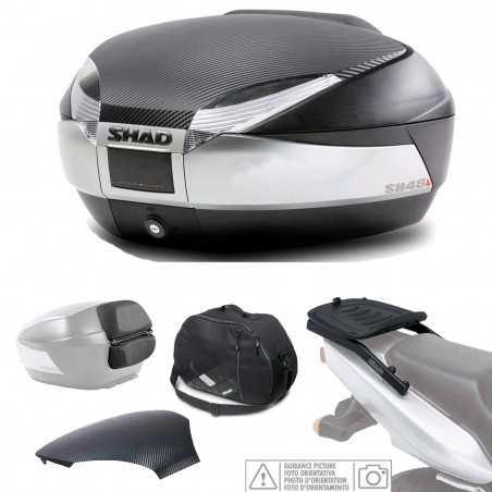 SHAD Kit fijacion y maleta baul trasero titanium + respaldo bolsa tapa SH48 KIT-SHAD-541