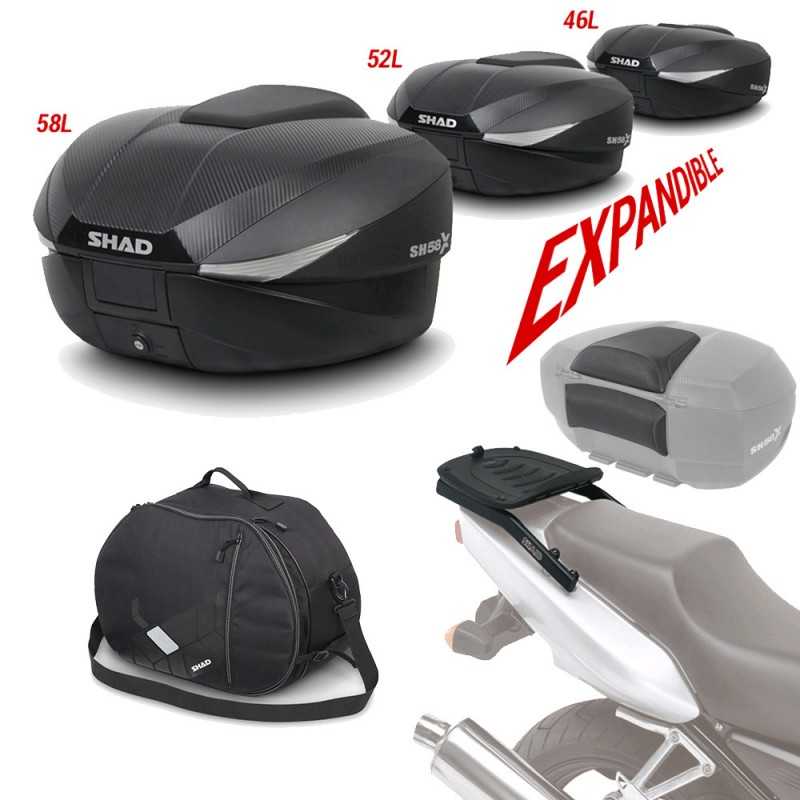 SHAD Kit fijacion y maleta baul trasero + respaldo bolsa interna regalo SH58 SH58BOREHE155
