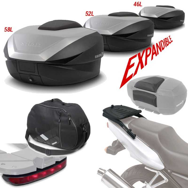 SHAD Kit fijacion y maleta baul trasero + respaldo bolsa interna luz de freno regalo SH59 SH59BORELUHE93
