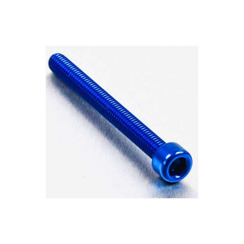 Cylindrical head aluminum screw  M6 x (1.00mm) x 60mm azul LPB660