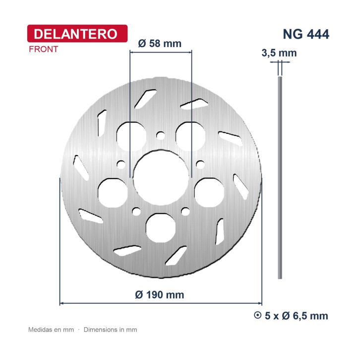 NG BRAKE DISK Front disc 444 Ø190 x Ø58 3,5 mm 962444