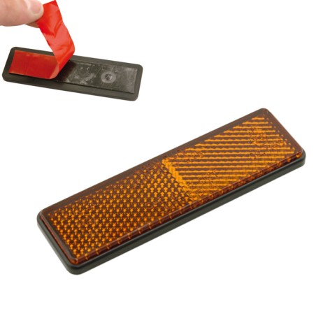 reflector catadióptrico rectangular ámbar con adhesivo incluido