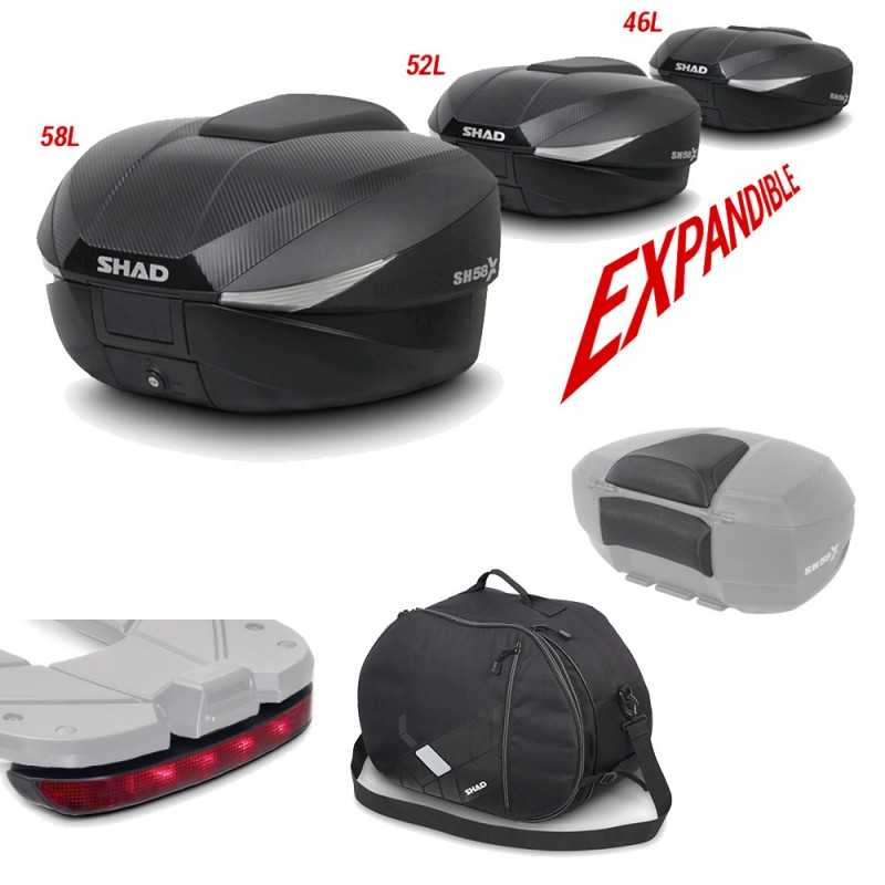 SHAD Maleta baul moto + respaldo luz de freno bolsa interna regalo SH58 SH58BORELU1