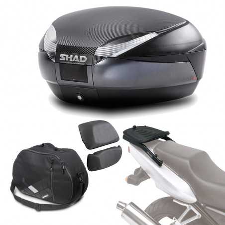 SHAD Kit fijacion y maleta baul trasero + respaldo bolsa interna regalo SH48 SH48BOREHE32