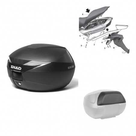 SHAD Baul trasero + herraje montaje respaldo de pasajero SH39 SH 39 KIT-177844