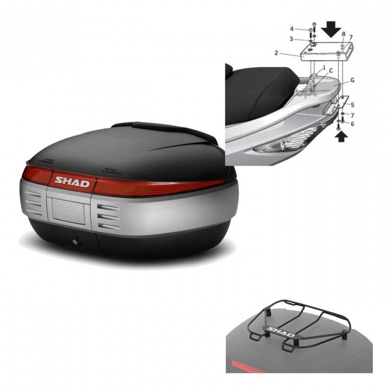 SHAD Baul trasero + herraje montaje parrilla portabultos superior SH50 SH 50 KIT-179044