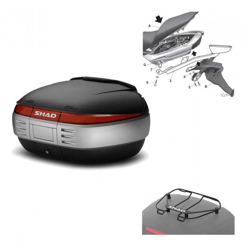 SHAD Baul trasero + herraje montaje parrilla portabultos superior SH50 SH 50 KIT-179011