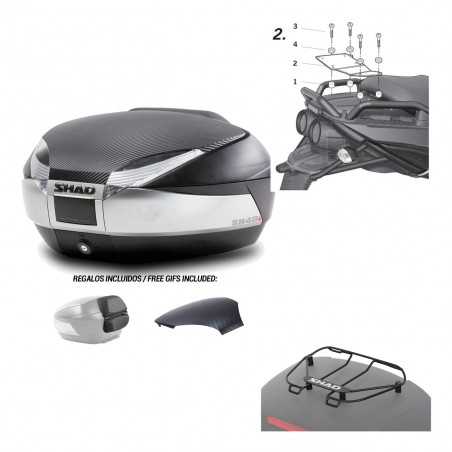 SHAD Baul trasero + herraje montaje parrilla portabultos superior SH48 KIT-179877