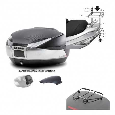 SHAD Baul trasero + herraje montaje parrilla portabultos superior SH48 KIT-180034