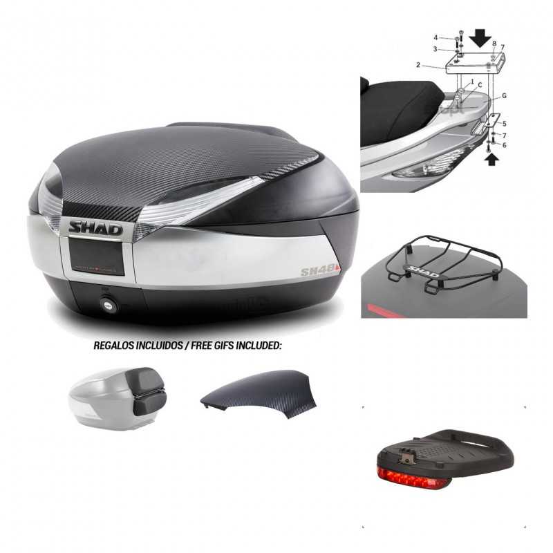 SHAD Baul trasero + herraje montaje accesorios SH48 KIT-180035