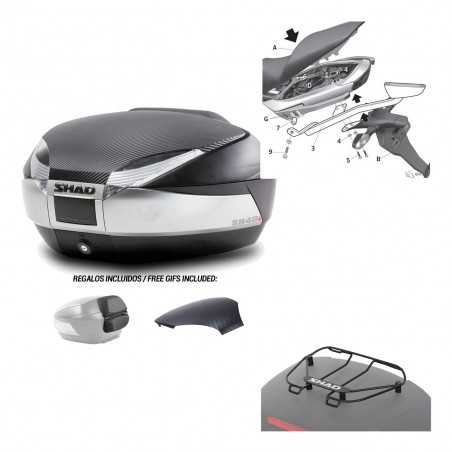 SHAD Baul trasero + herraje montaje parrilla portabultos superior SH48 KIT-180004
