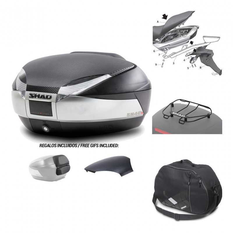 SHAD Baul trasero + herraje montaje accesorios SH48 KIT-180006