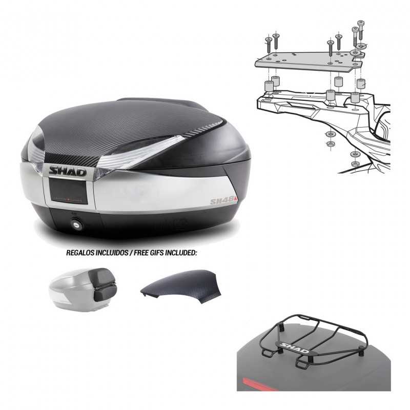 SHAD Baul trasero + herraje montaje parrilla portabultos superior SH48 KIT-180610