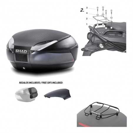 SHAD Baul trasero + herraje montaje parrilla portabultos superior SH48 KIT-180995