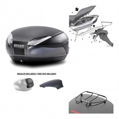 SHAD Baul trasero + herraje montaje parrilla portabultos superior SH48 KIT-181122