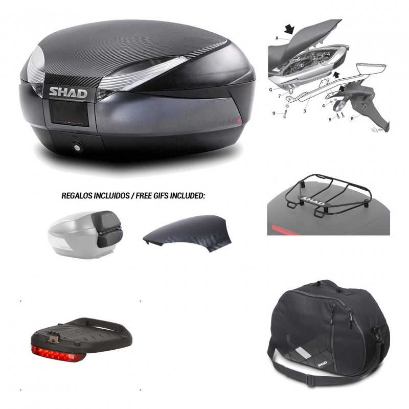 SHAD Baul trasero + herraje montaje accesorios SH48 KIT-181125