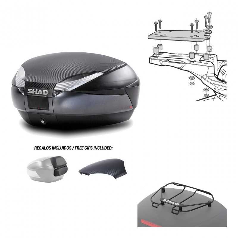 SHAD Baul trasero + herraje montaje parrilla portabultos superior SH48 KIT-181579