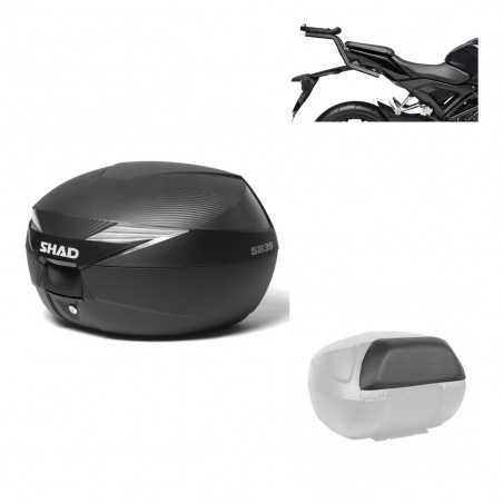SHAD Baul trasero + herraje montaje respaldo de pasajero SH39 SH 39 carbono carbonlook KIT-182027