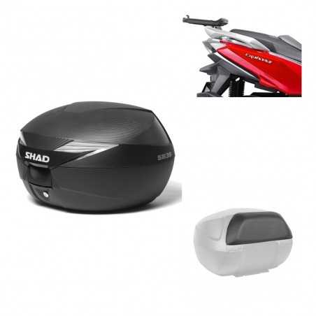 SHAD Baul trasero + herraje montaje respaldo de pasajero SH39 SH 39 carbono carbonlook KIT-182031