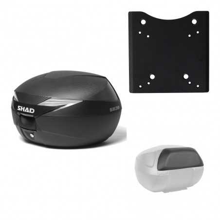 SHAD Baul trasero + herraje montaje respaldo de pasajero SH39 SH 39 carbono carbonlook KIT-182019