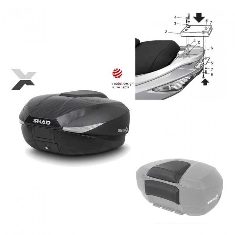 SHAD Baul trasero + herraje montaje respaldo de pasajero SH58X KIT-182244